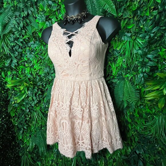 DEAR MOON Women Dress 7 Peach Orange Formal Short V Neck Prom Party 0451 - Picture 6 of 12
